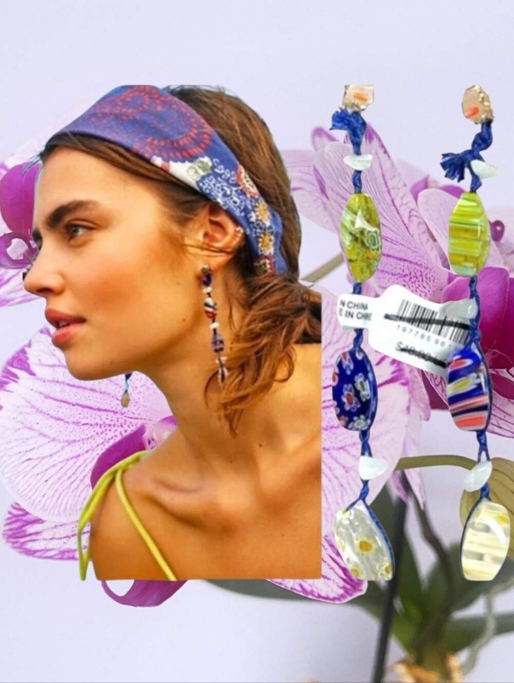 Free People x Ariana Ost Voyage Dangle earrings in Glass Neon beads